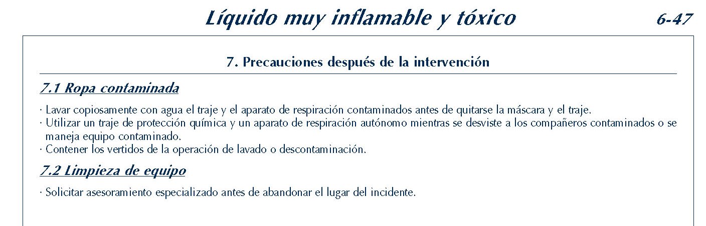 287 FICHA 6-47 LIQUIDO MUY INFLAMABLE TOXICO FICHAS EMERGENCIA